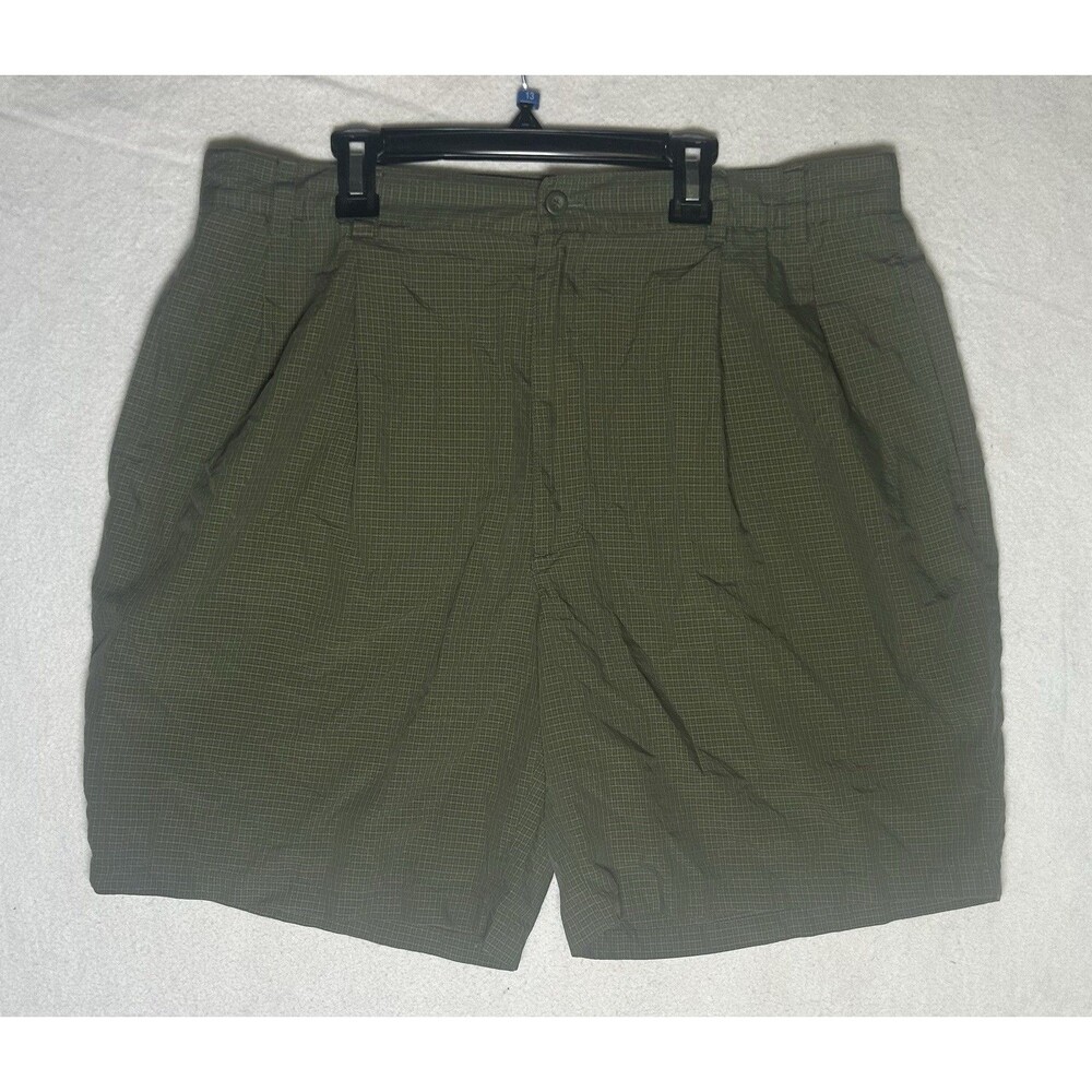 Arnold Palmer Men's Green Check Pleated Chino Shorts Pockets 36 x 8